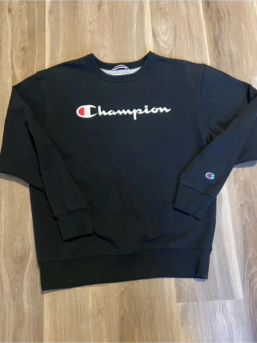 Champion Men’s Black Logo Crewneck Sweatshirt Sz med